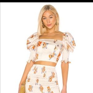 NICHOLAS orange multi bustier top